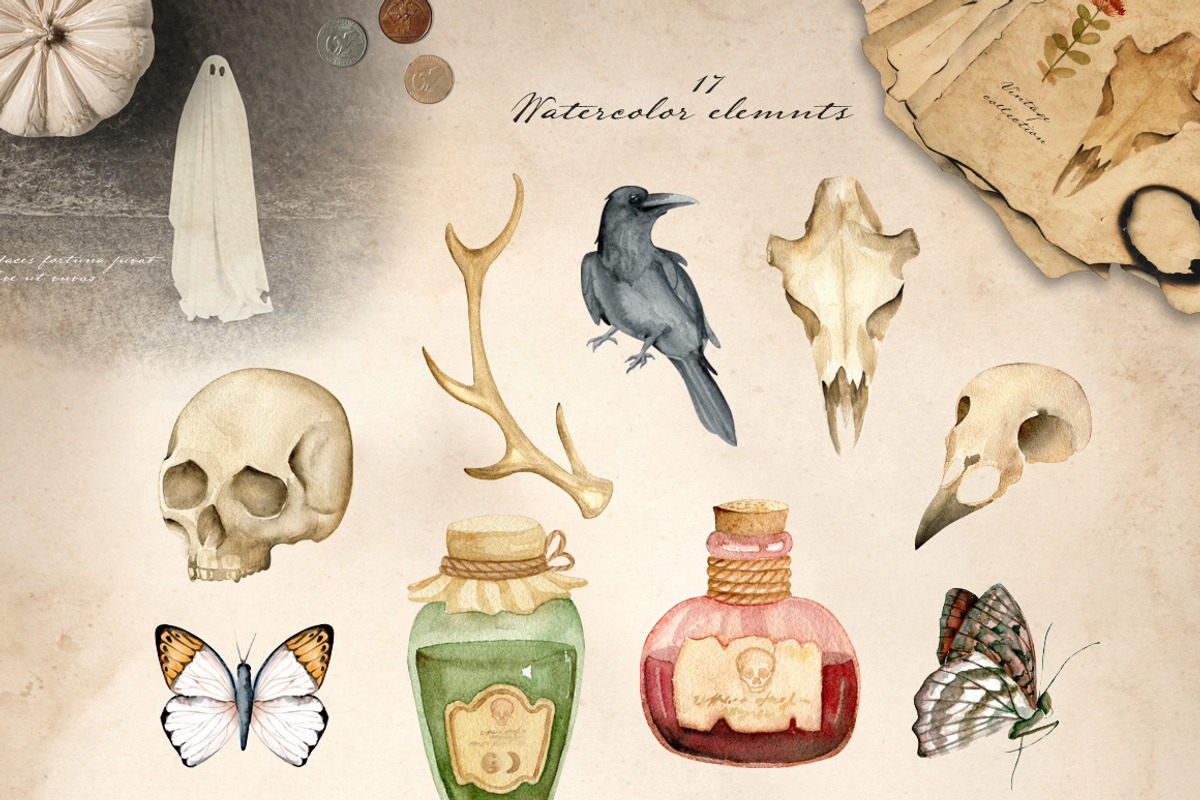 Dark vintage. Watercolor autumn set, an Object Graphic by JuliaBadeeva (Photo 8 of 12)