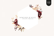 Burgundy & Beige Flowers, a Decorative Illustration by PeDe Designs (Thumbnail 4 of 8)