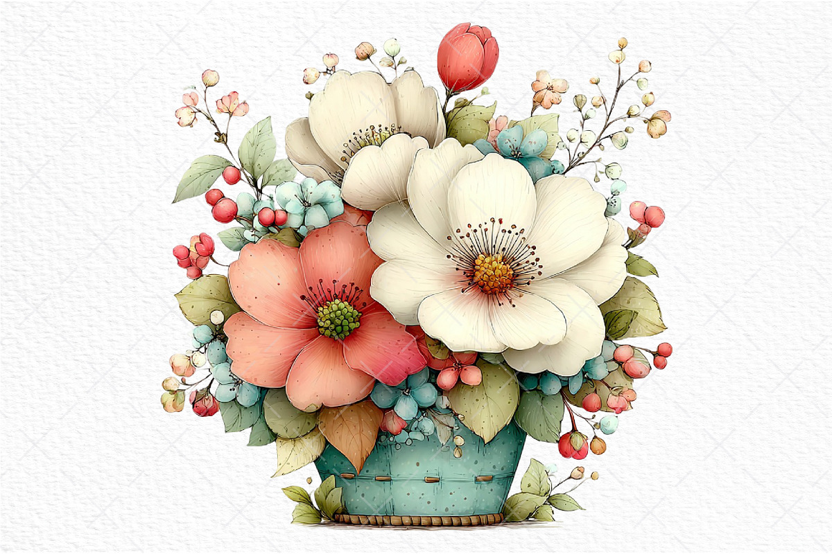 Spring Flower Basket Clipart, an Illustration by Craft Nest (Photo 9 of 11)
