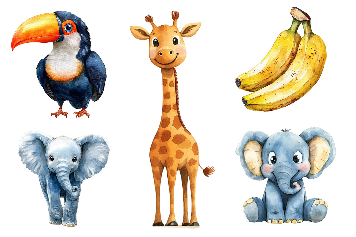 Safari Watercolor Clipart, an Illustration by Designworld (Photo 3 of 6)