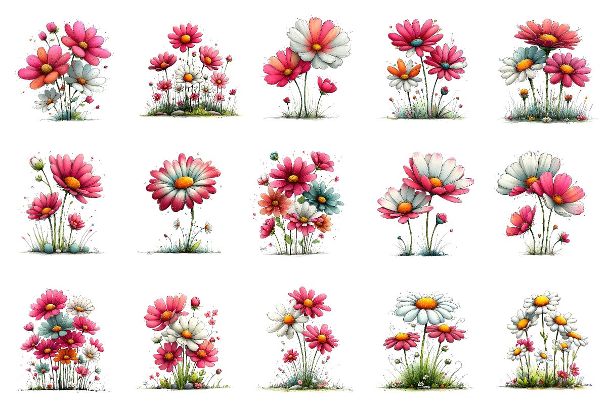 Whimsical Spring Daisy Flowers Clipa, an Illustration by Dream Creation (Photo 2 of 5)