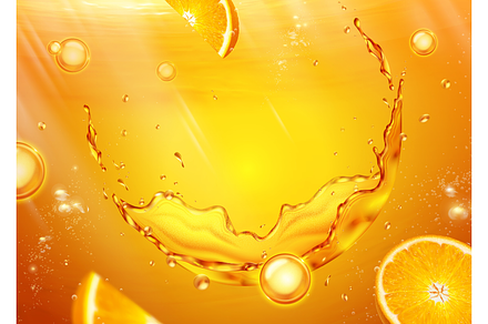 3D Fizzy Orange Liquid Background