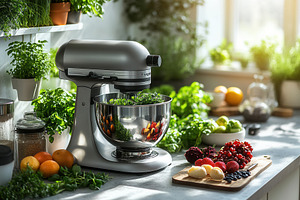 Fresh ingredients and modern kitchen, a Photo by Tanuart