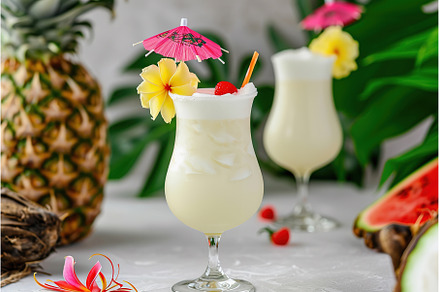 Tropical Pina Colada Cocktail with, a Food & Drink Photo by Lermont51