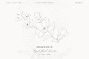 Minimal Lineart Magnolia Flowers, an Illustration by Saga Design Studio (Thumbnail 1 of 5)