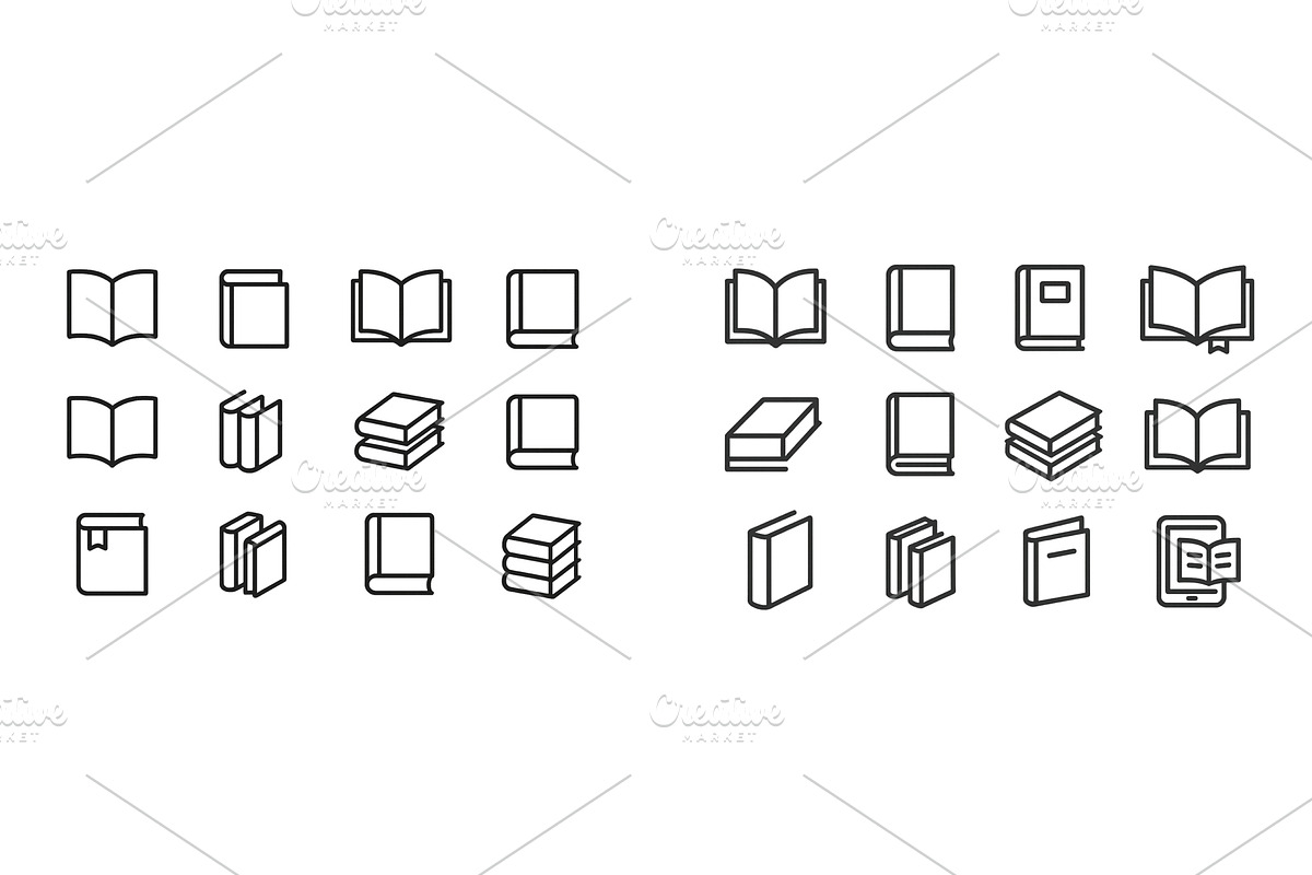 Collection of diverse book icons, an Education Illustration by ZinetroN