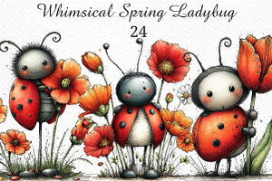Whimsical Spring Ladybug Clipart, an Illustration by Craft Nest