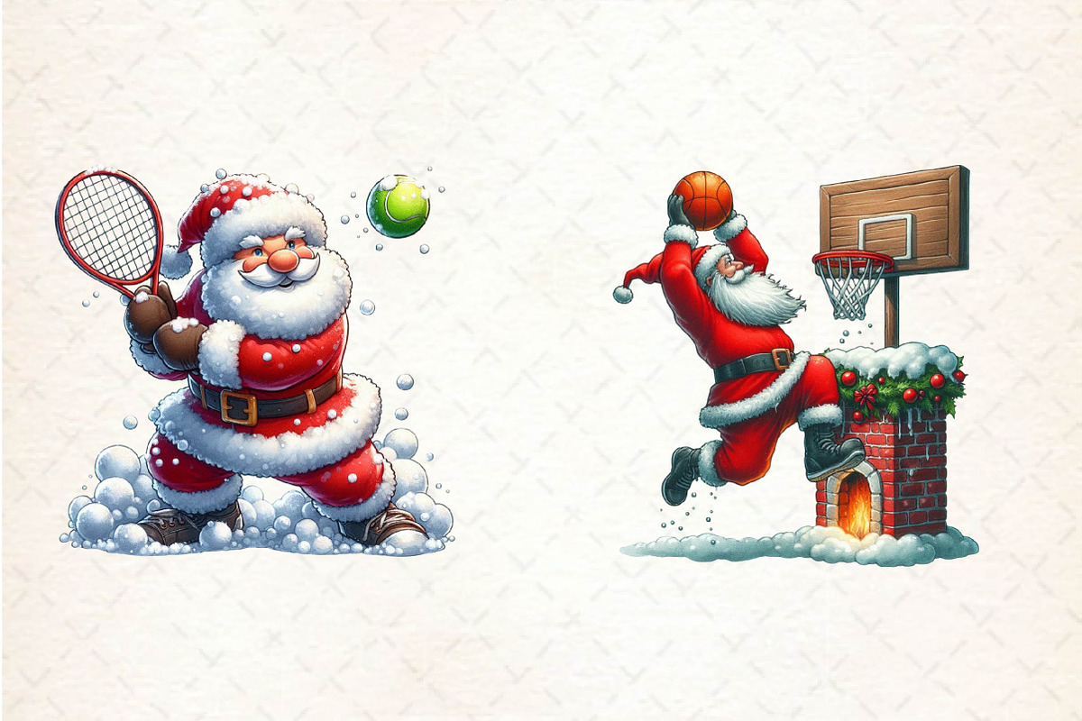 Funny Athlete Santa Clipart Sublimat, an Illustration by CreationArt (Photo 5 of 5)