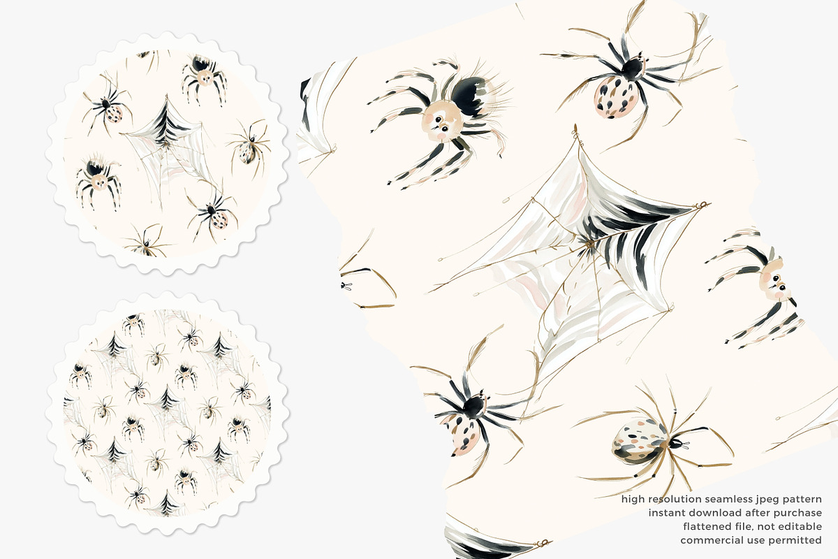 watercolor spider seamless pattern, a Pattern Graphic by Pink Studio Art (Photo 2 of 4)