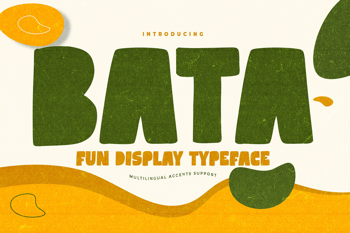 Bata – Fun Display Typeface, a Sans Serif Font by Almarkhatype (Photo 1 of 8)
