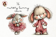 Nursery Bunny Watercolor Clipart PNG, an Animal Illustration by Nicolle's Colorful Art (Thumbnail 1 of 3)