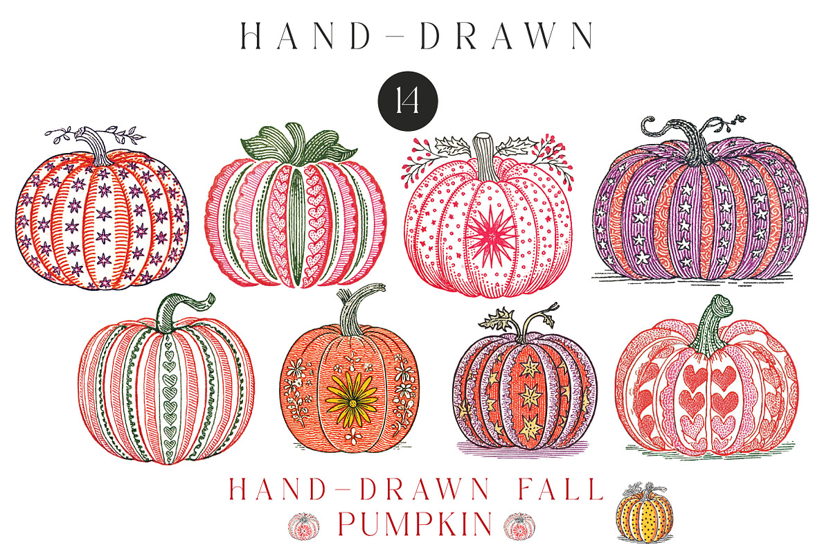 Pumpkin Hand-drawn Fall, an Illustration by CreationArt (Photo 1 of 4)