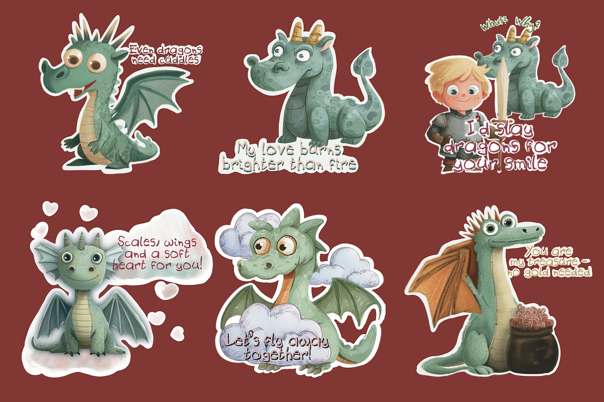 Medieval Fantasy Valentine Stickers, an Object Graphic by Amarawolf's Art (Photo 5 of 8)