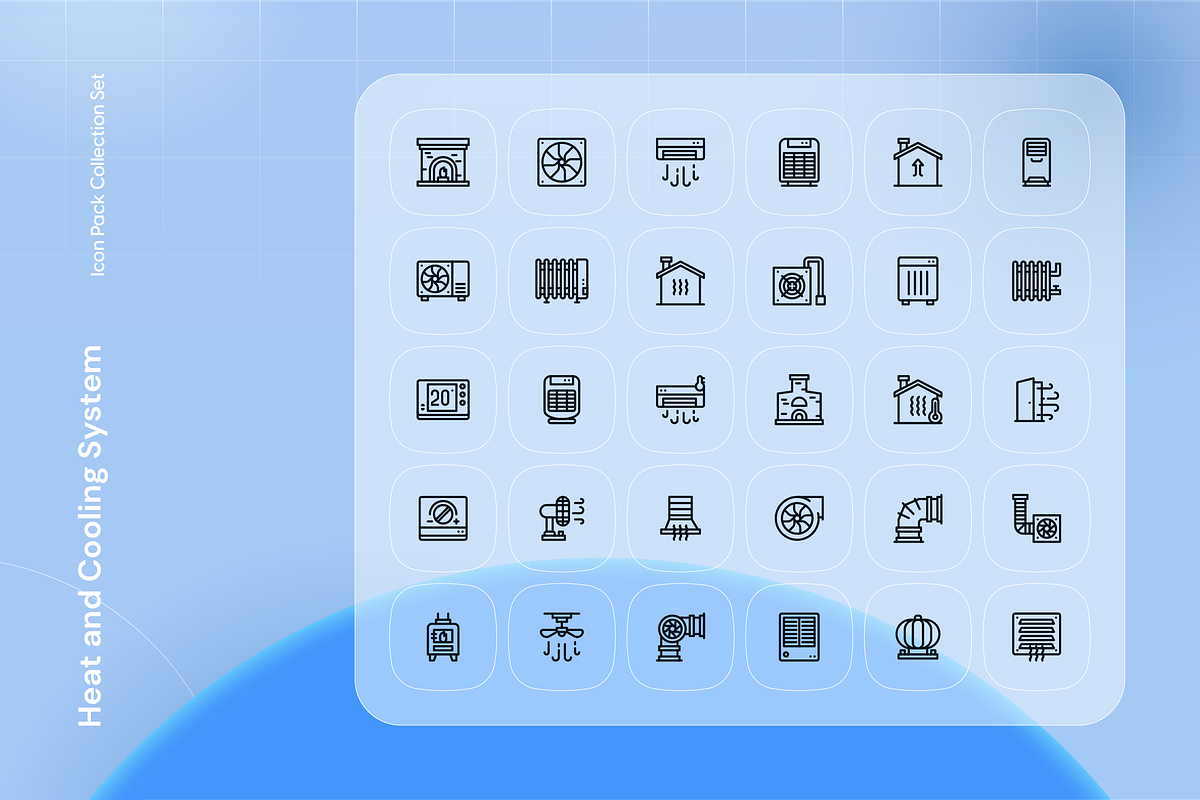Heat and Cooling System Icon Set, an Outline Icon by Nathaya Studio (Photo 2 of 2)