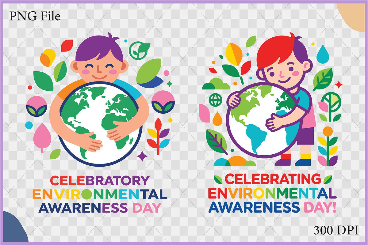 Kids Hugging Earth Day SVG Vector, a Decorative Illustration by Gfx Expert Team (Photo 2 of 3)