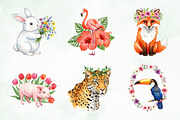 Whimsical Animals & Floral Clipart, an Illustration by Creative Art (Thumbnail 9 of 9)