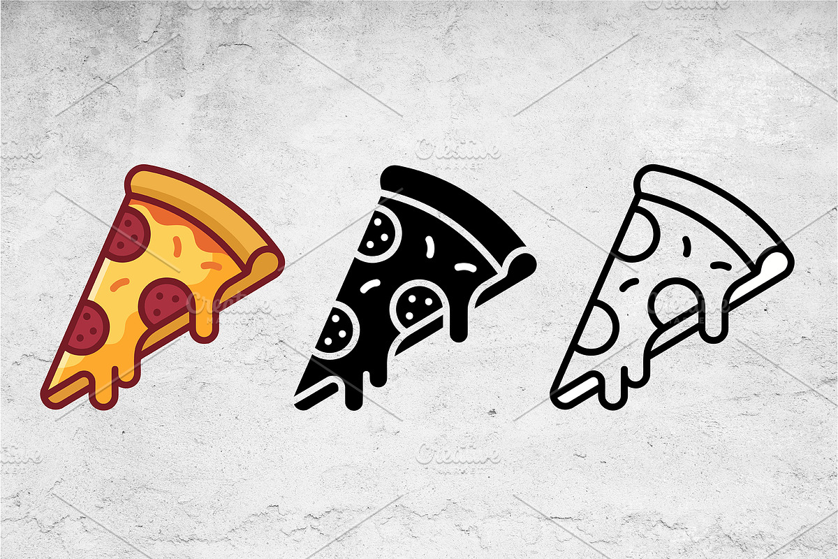 Pizza Slice Icon Set -3 Styles, an Outline Icon by Artonix (Photo 2 of 2)