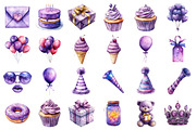 Purple Birthday Party PNG, an Illustration by SinaCreation (Thumbnail 2 of 5)