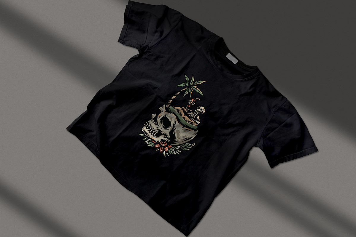 Skull with Palm Tree and Cocktail, an Illustration by nomlimo.com (Photo 2 of 3)