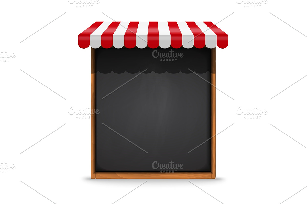 Black chalkboard frame with red awning, a Food Illustration by piter.goskov