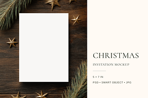 Rustic Christmas Invitation Mockup