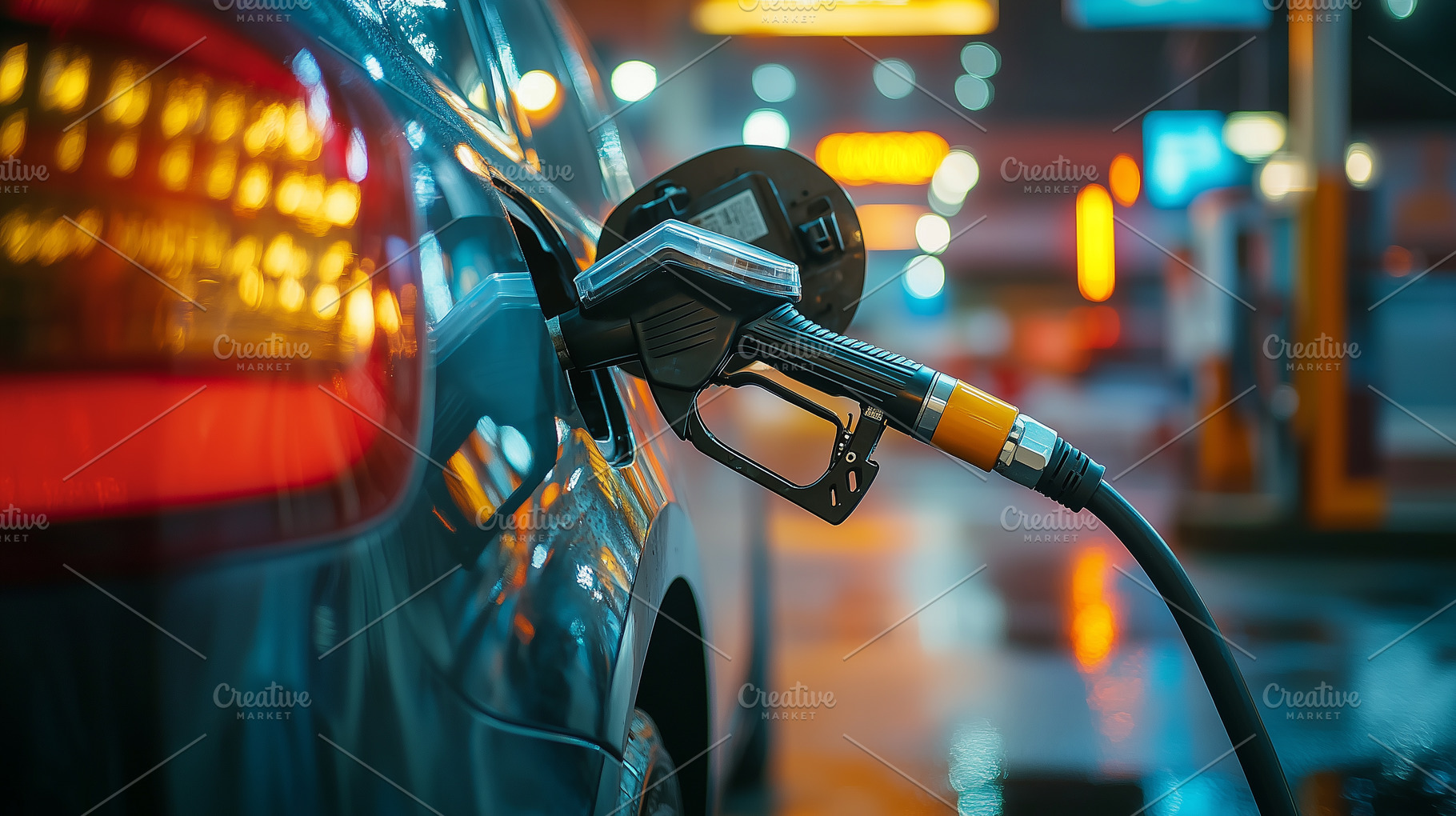 Car being refueled at gas station, a Transportation Photo by MistyDay