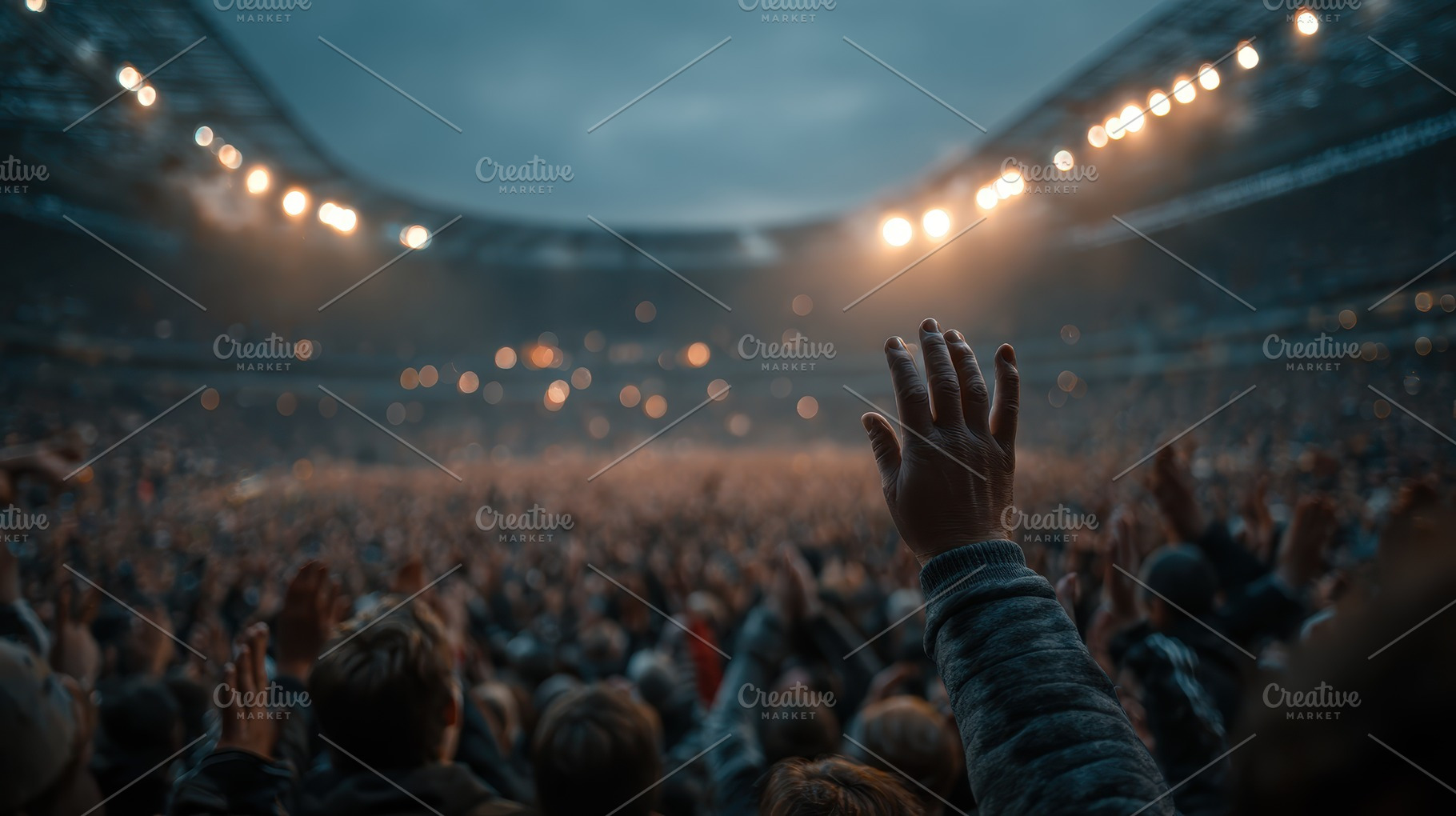 A hand raised high at a stadium conc, an Arts & Entertainment Photo by Pixeness Studio