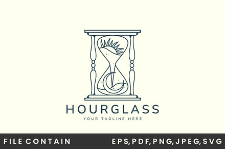 line art antique hourglass logo