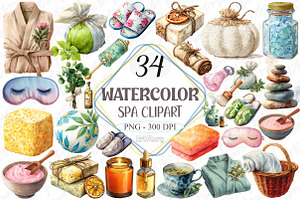Watercolor Spa Clipart, a Graphic by designcity5
