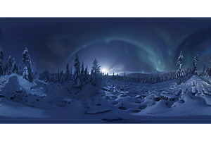 North winter with stars and Aurora, an Illustration by Lukas Jonaitis SHOP
