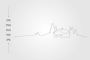 line art cottage winter forest, an Object Graphic by lawoel (Thumbnail 2 of 3)