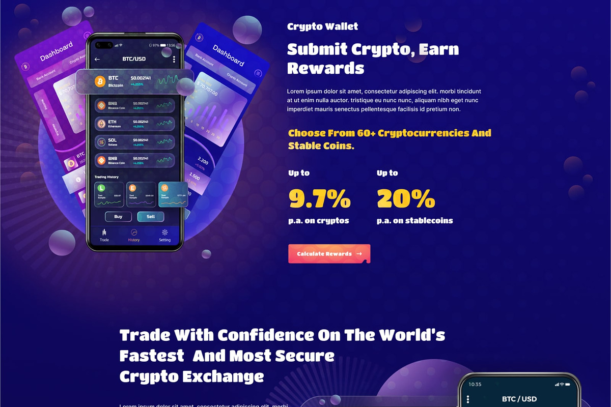 Cryptocurrency Website Template, an UI Kit Template by Ordain IT (Photo 2 of 6)