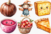 Kawaii Thanksgiving Clipart, an Illustration by Canvas Craft (Thumbnail 2 of 7)