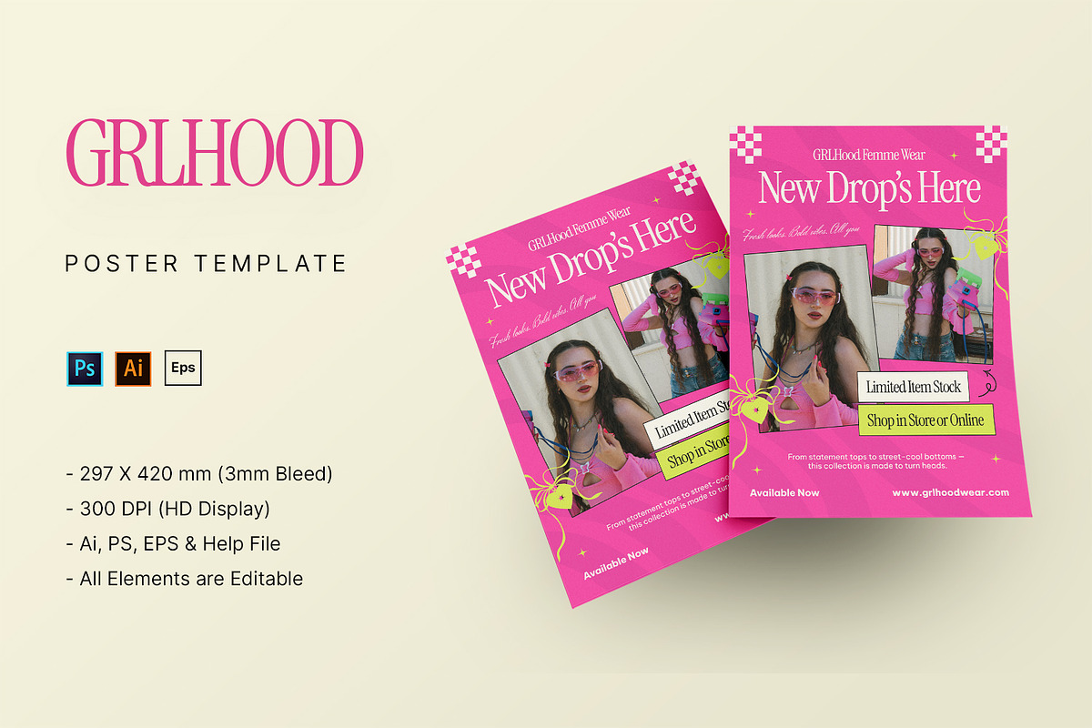 GRLHood - Poster Template, a Print Template by StreaksideStd (Photo 1 of 3)