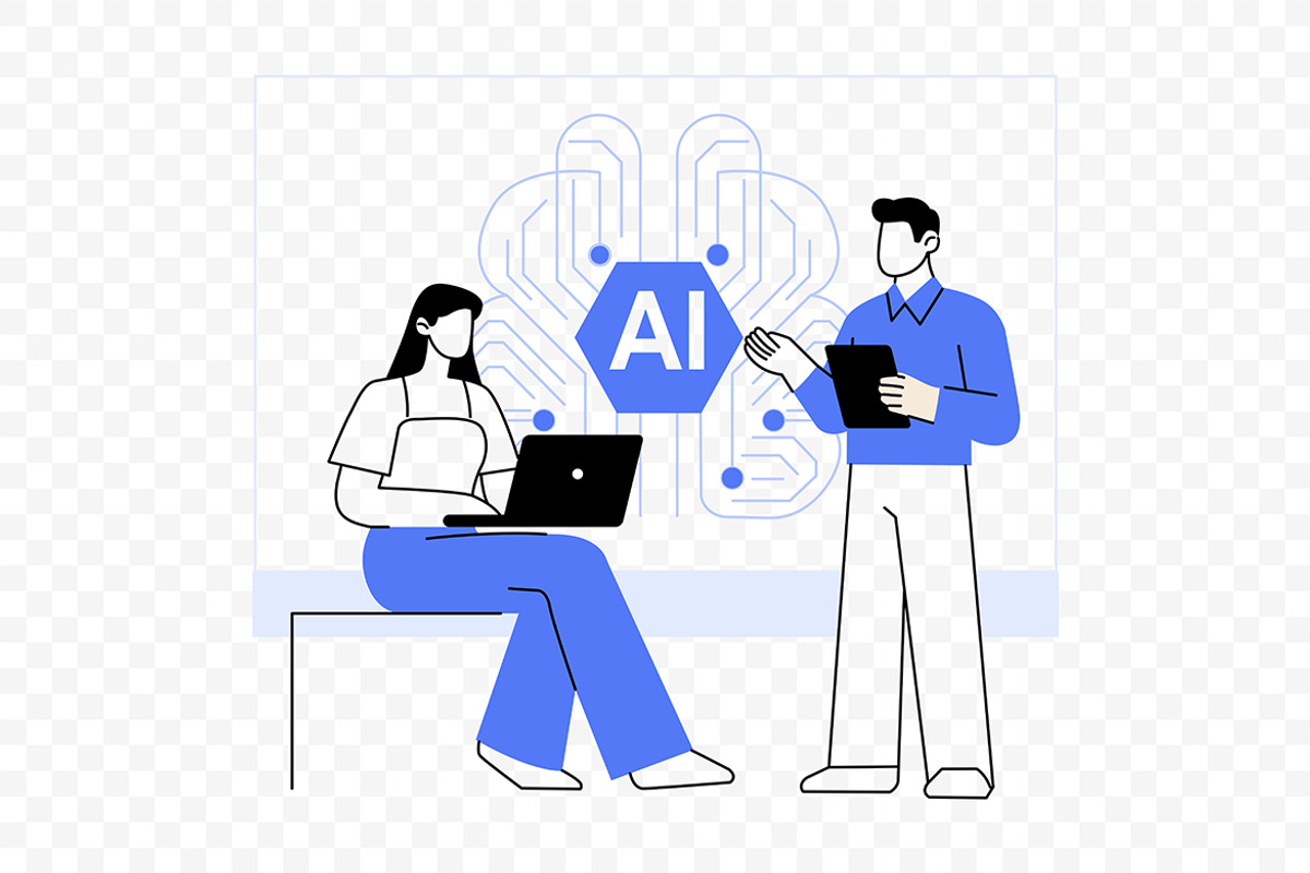 AI Team Collaboration & Data, a Technology Illustration by Partikusi Design (Photo 2 of 3)