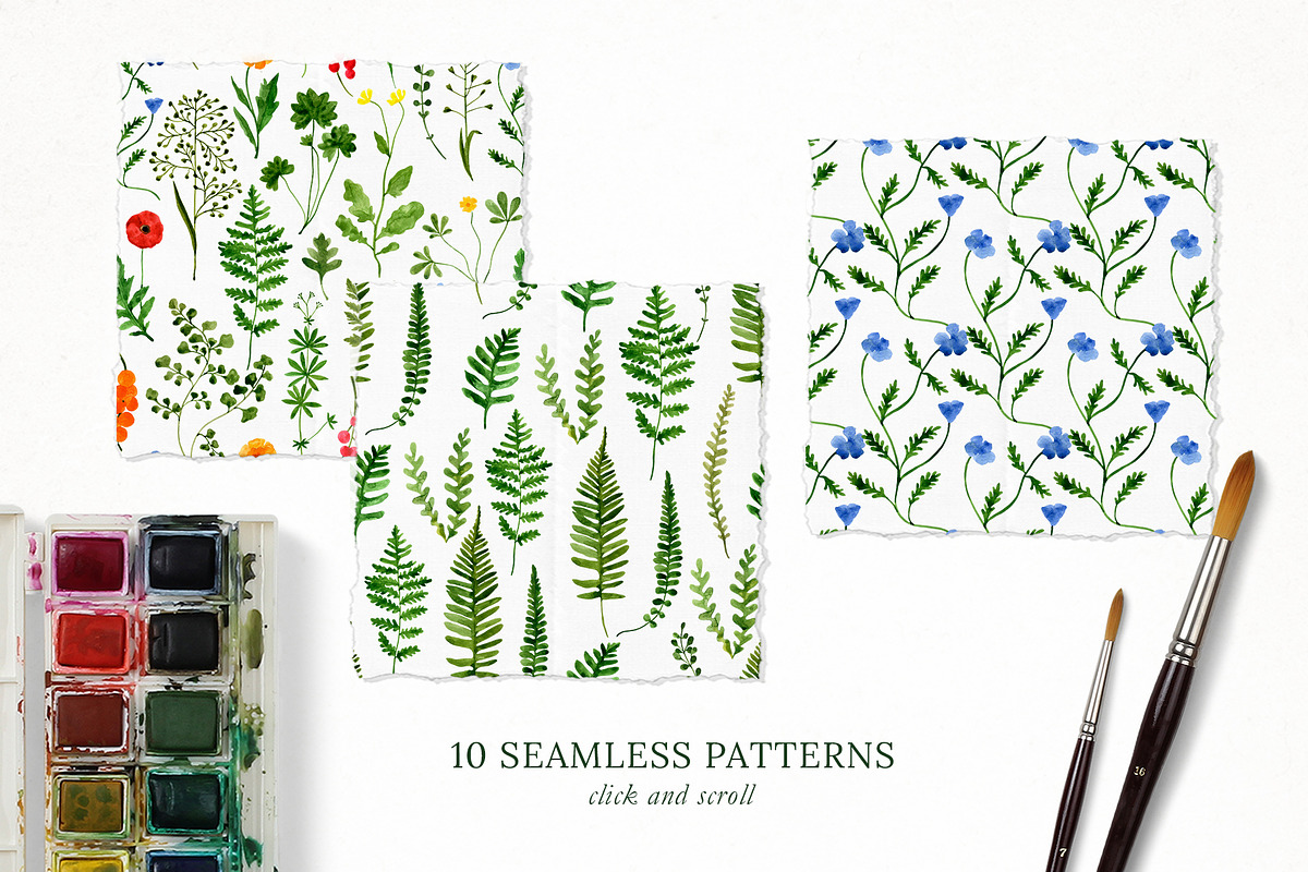 WILDFLOWERS Watercolor Set, a Pattern Graphic by Katerina Osa (Photo 10 of 12)