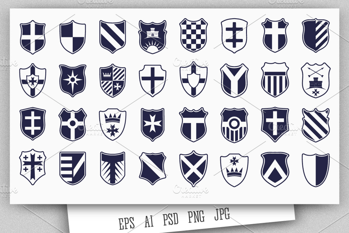 Shields Icons Vector Set, a Decorative Illustration by MSA-Graphics (Photo 3 of 6)