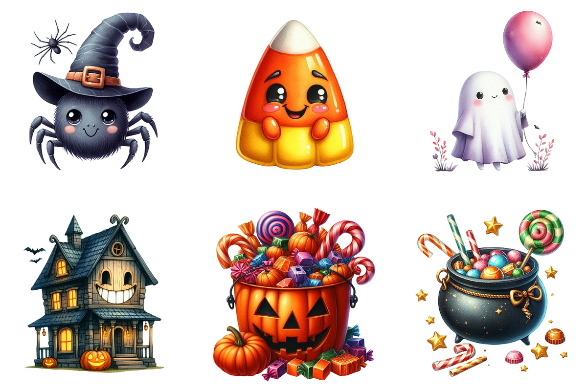 Cute Halloween Clipart, an Illustration by DreamArtGraphic (Photo 3 of 5)