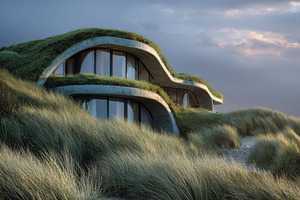 Unique house built into grassy hill, a Photo by Beautiful things