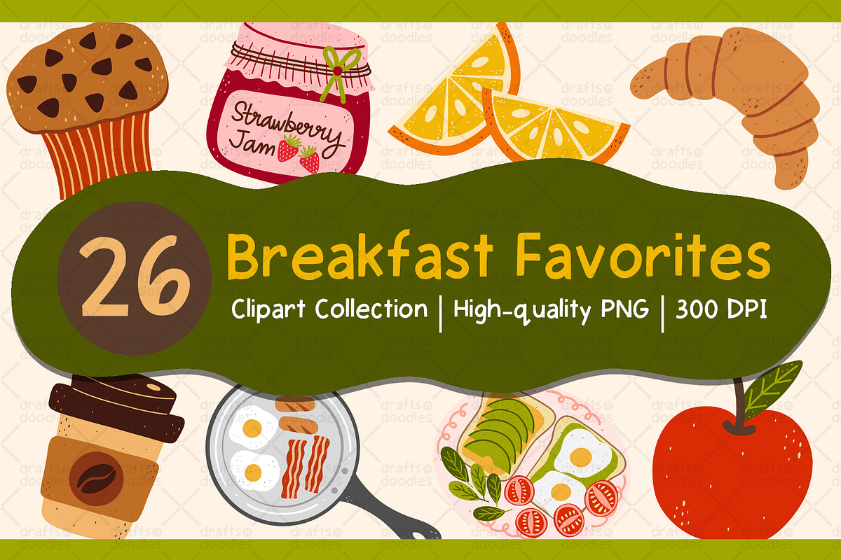 Breakfast Favorites Clipart Set, an Object Graphic by Drafts n Doodles (Photo 1 of 3)