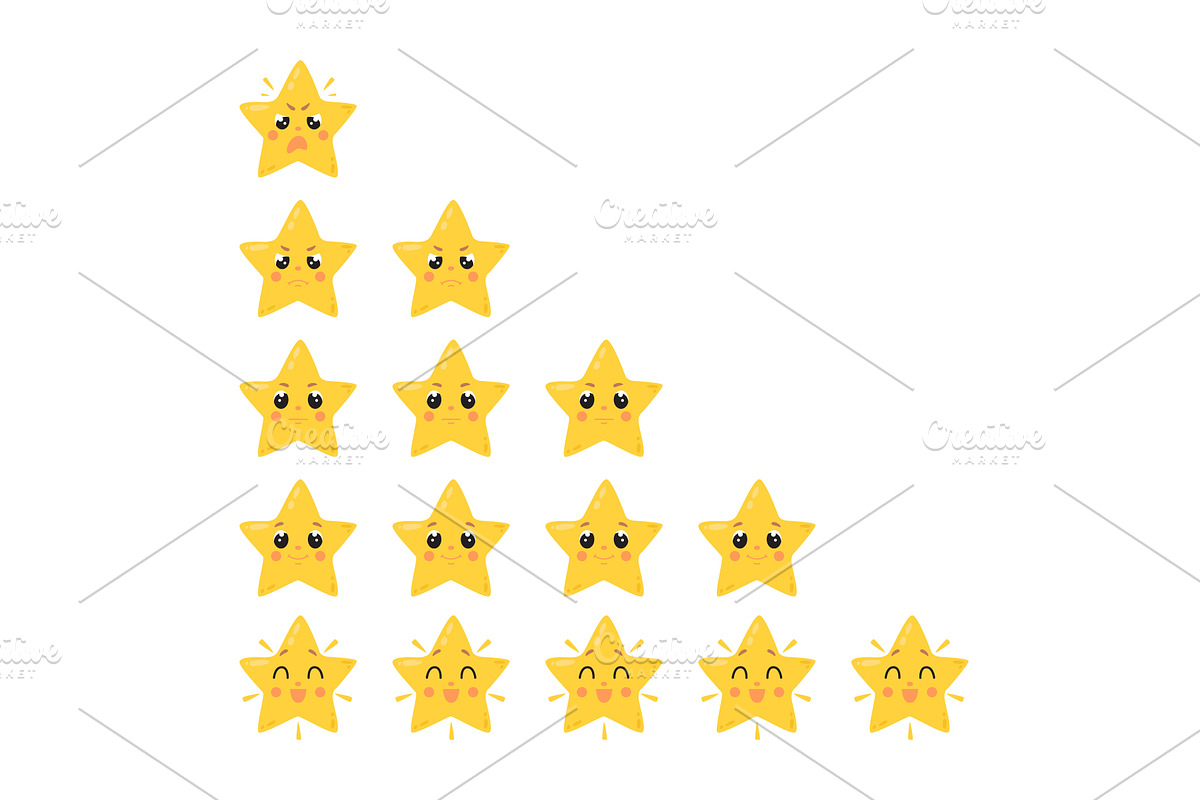 Rating symbols. Cartoon funny stars, an Illustration by LadadikArt