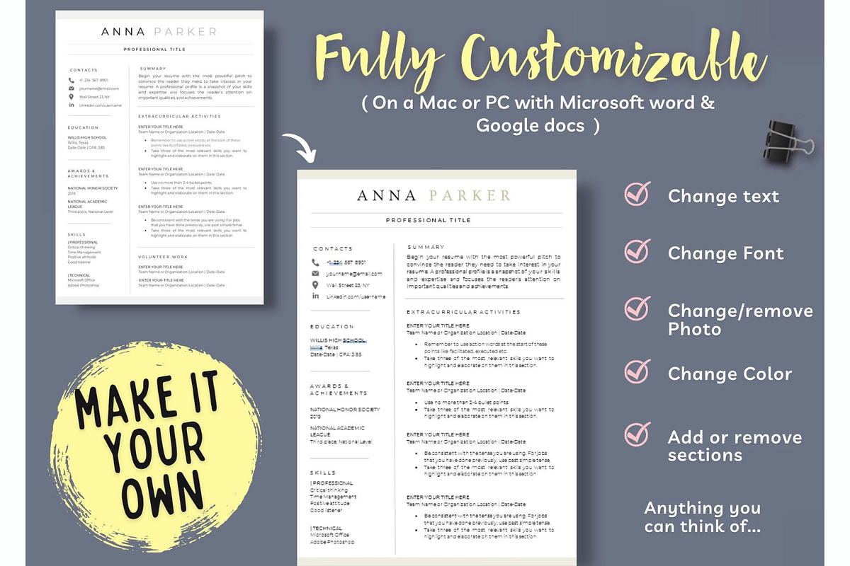 Student Resume template Word & Docs, a Resume Template by Climbwithelevator (Photo 3 of 5)
