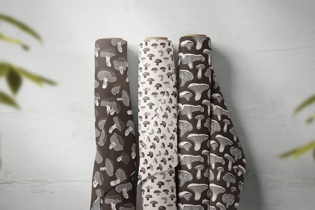 Mushrooms. Seamless Patterns Set, a Pattern Graphic by Curly_Pat (Photo 5 of 5)