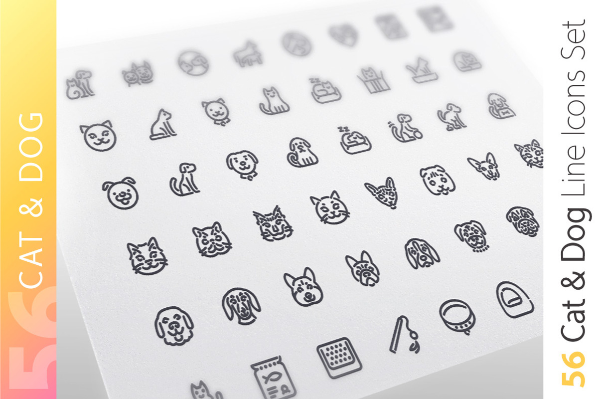 Cat & Dog Line Icons Set, an Outline Icon by Voysla's Shop (Photo 1 of 4)