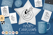 Merry Christmas Nativity Logo SVG, an Object Graphic by Happy Letters (Thumbnail 1 of 7)