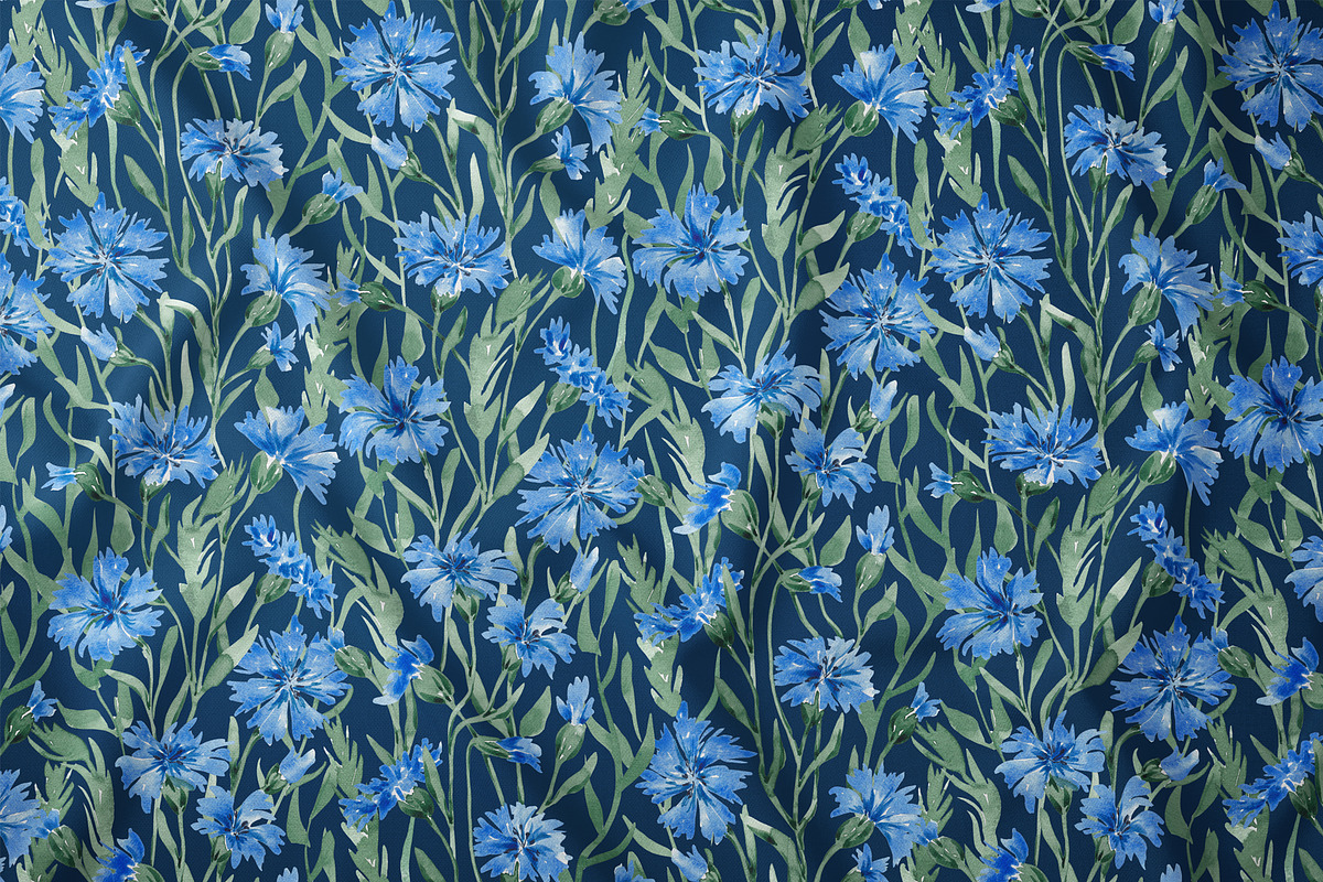 Cornflower blooms pattern, a Pattern Graphic by SirenaArt (Photo 6 of 14)