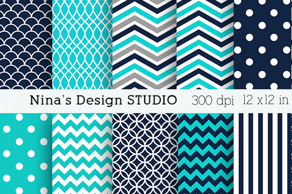 Teal and Pink Digital papers preview 2