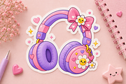 Kawaii Pastel Daisy Dream Headphones, an Object Illustration by HyeRi (Thumbnail 7 of 7)