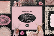 Vintage Pink Lace, Bows & Papers, an Object Graphic by Lana Elanor (Thumbnail 1 of 15)