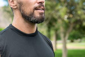 Athletic Man Taking a Break After an Outdoor Workout in a Green Park, a Sports & Recreation Photo by etorres69